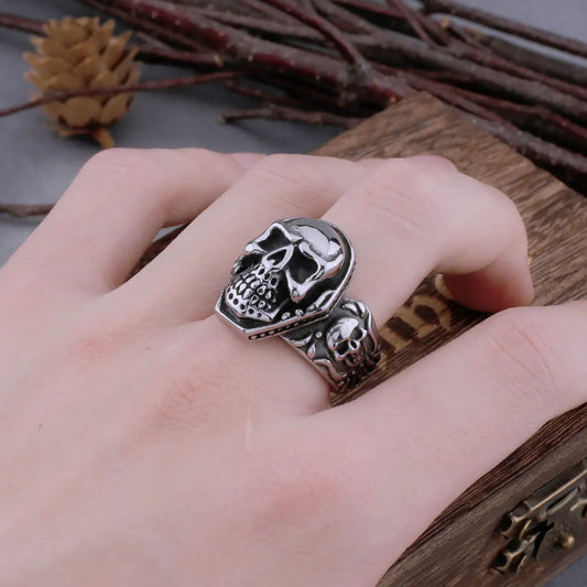 New Stainless Steel Trend Neo-Gothic Skull Ring Temperament Men's Fashion Hip Hop Retro Ring Biker Jewelry Gift Dropshipping