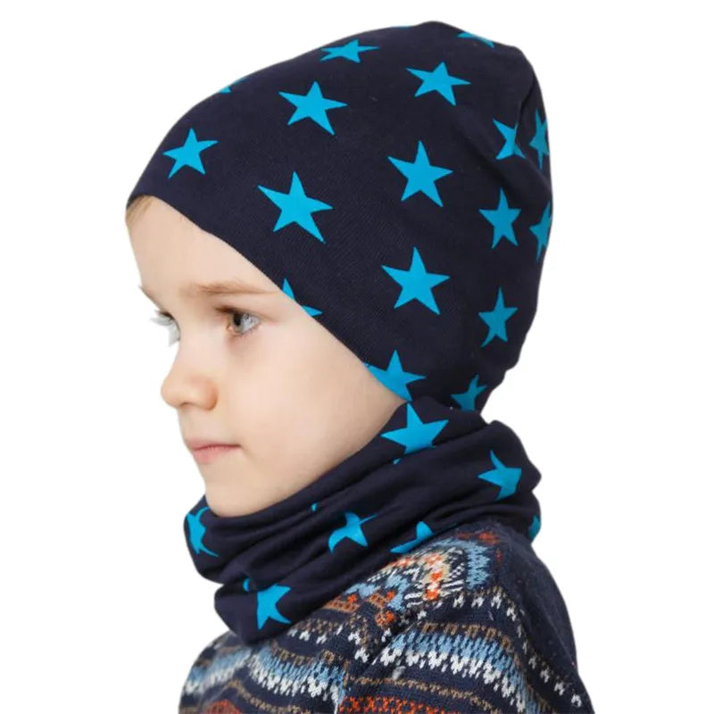 Star Print Cotton Baby Hat Autumn Winter Baby Girls Hat Boys Cap Toddlers Infant Cap Scarf Children Bonnet Hats