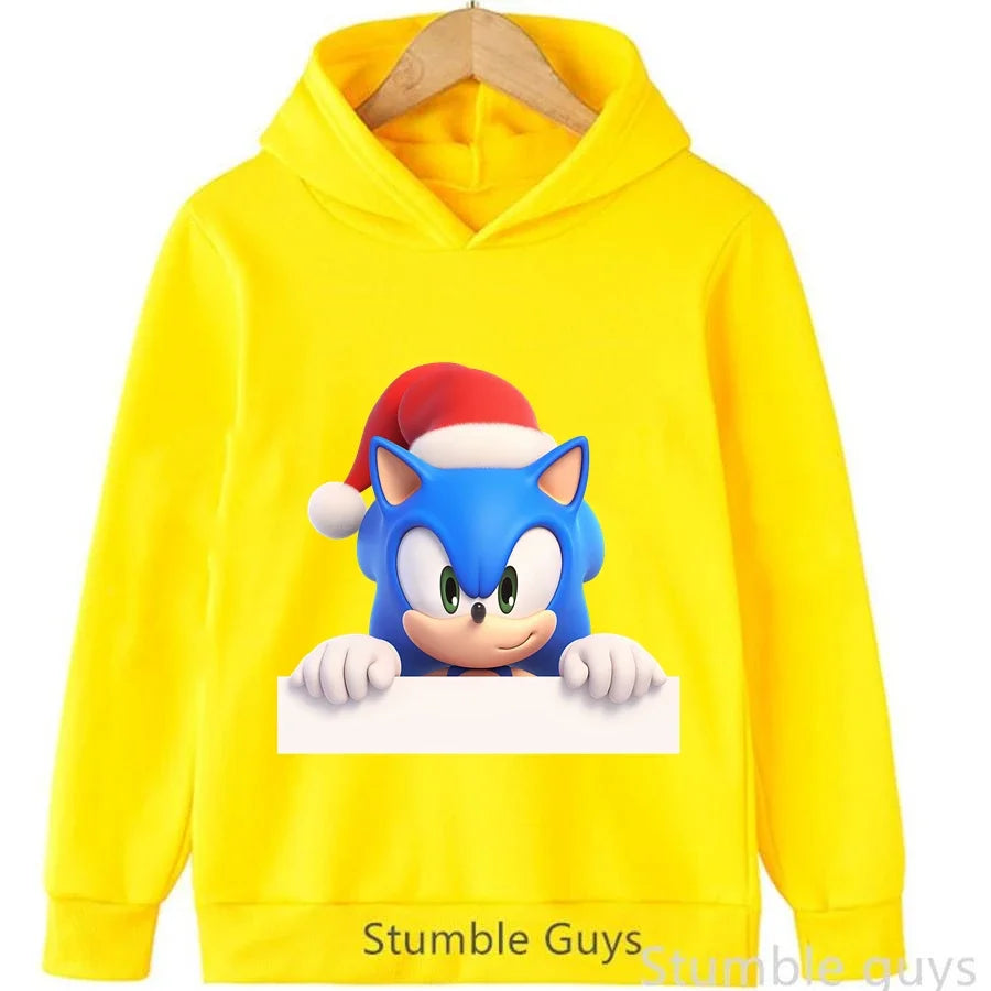 Anime Sonic Kids Hoodie Trucksuit Autumn Boys Girls Cartoon Clothes Christmas Gift Trendy Match Cardigan Sweatshirt