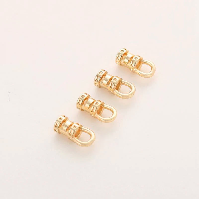 20Pcs Brass 18K Gold Plated Crimp End Caps with Loop Cord Tube Barrel  Ends Cap for Leather Cords And Chains Diy Jewelry Making