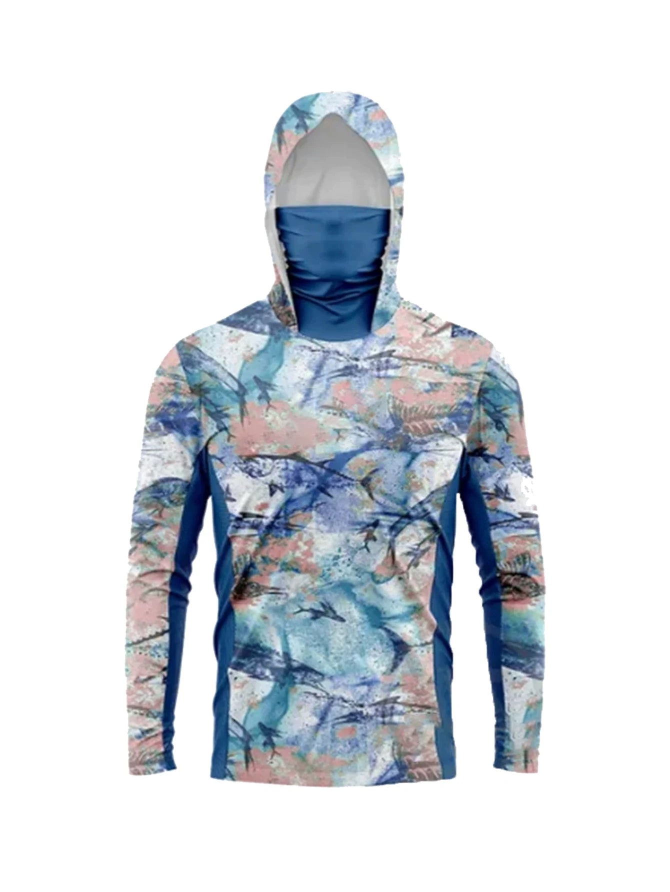 Long Sleeve Fishing Shirts Men Sun Protection Hoodie Mask All-in-one Fishing Clothing Hunting Camping Angling T-shirt Upf