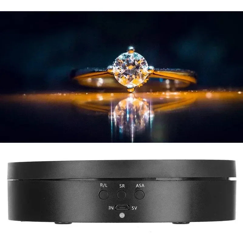 Electric 360 Degree Rotating Display Stand 3Speed Mirror Turntable Jewelry Stand Battery/USB Power Supply,Photography Shooting