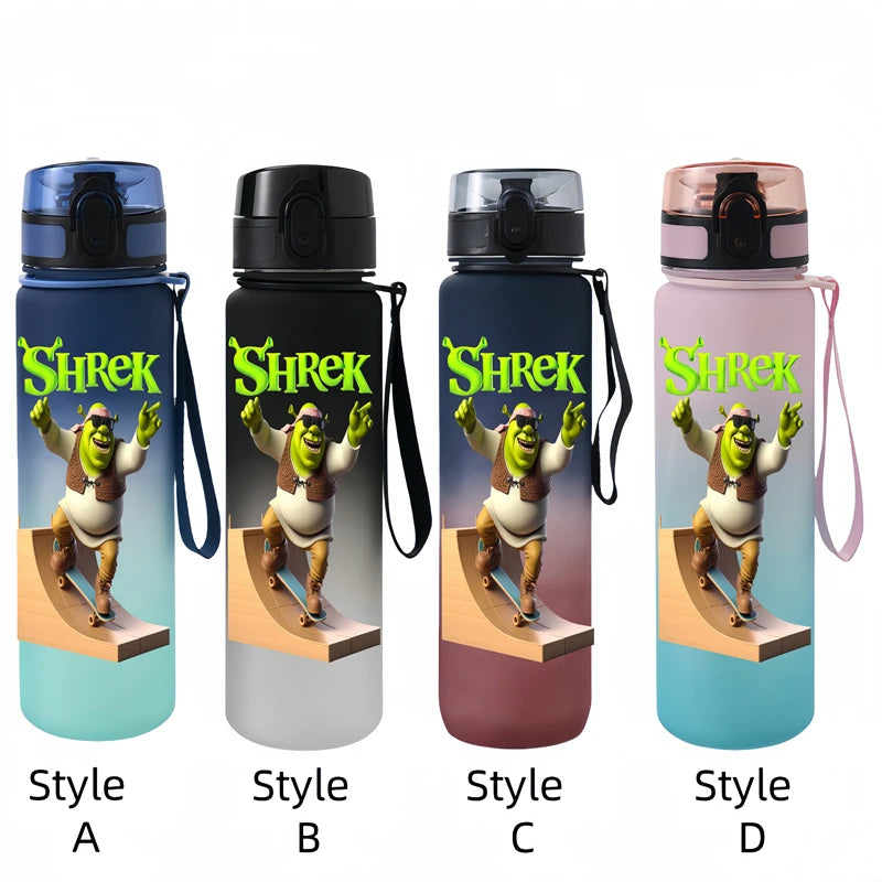 Shrek  650ml Cartoon Characters Portable Water Cup Large Capacity Outdoor Plastic Leak-proof Water Bottle Children's Gift