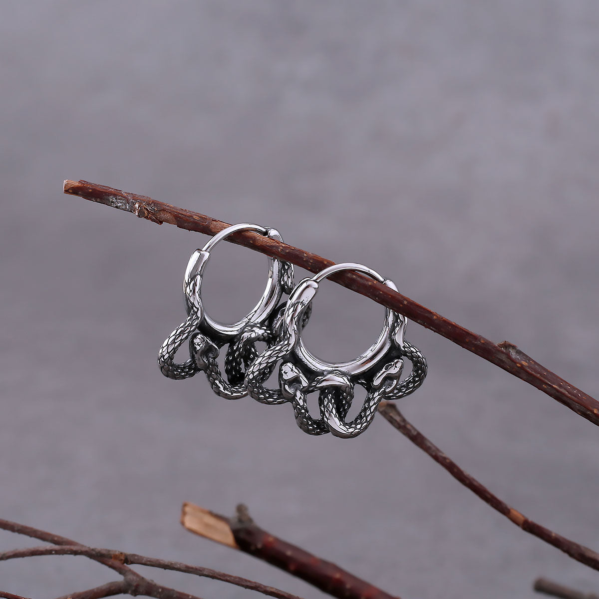 Vintage Animal Snake Hoop Earring For Men Stainless Steel Rock Hip Hop Biker Accessories Fashion Punk Charm Jewelry Gift