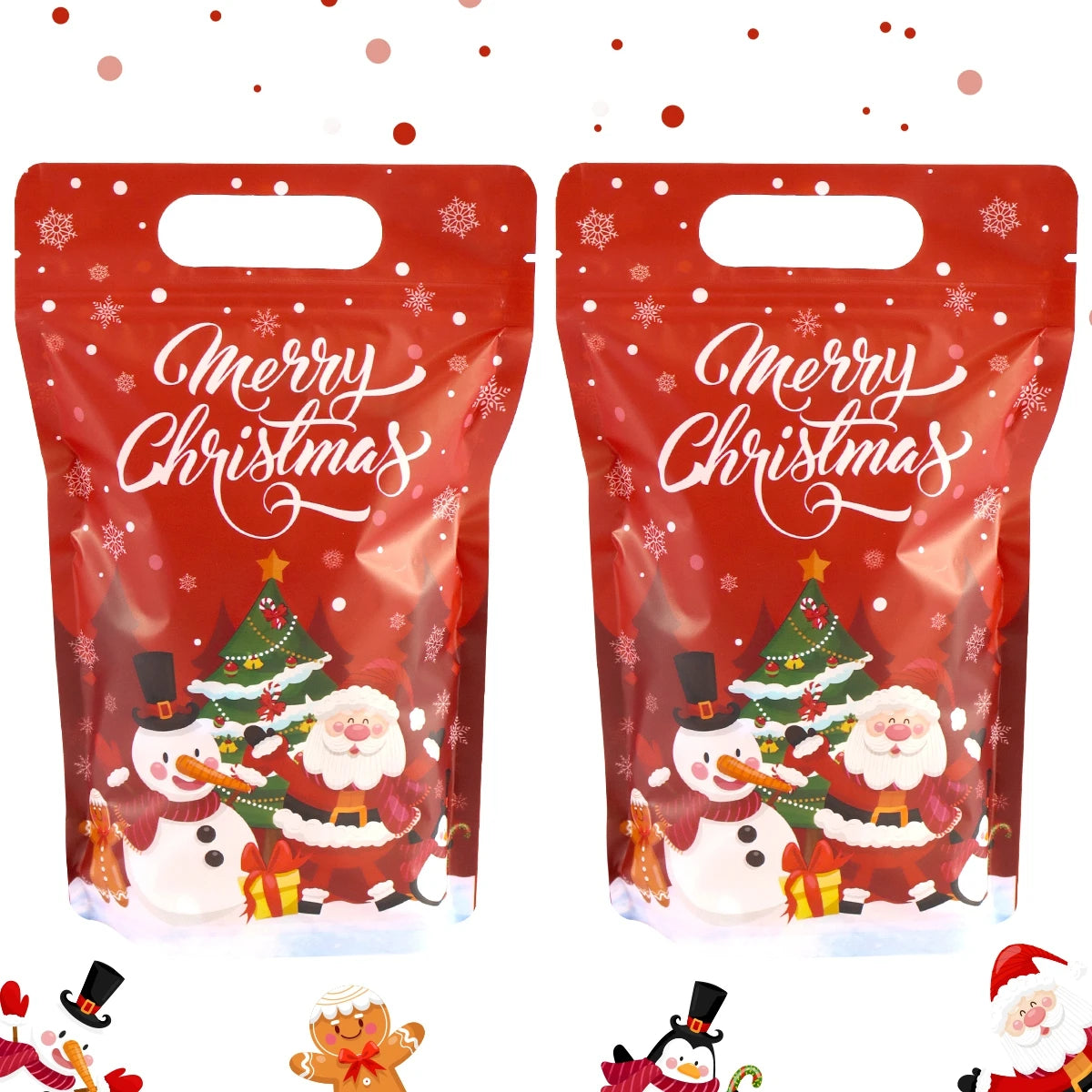 10/20pcs Christmas Gift Bags Santa Claus Stand Up Bag Christmas Decoration for Home 2025 Navidad Natal New Year 2026 Packing Bag