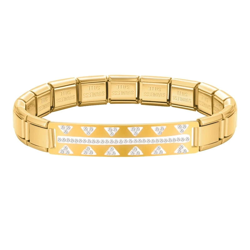 New Fashion Women Romantic Heart Star Zircon 9MM Width Stainless Steel Bracelet Bangle Girls Wedding Christmas Gift Jewelry