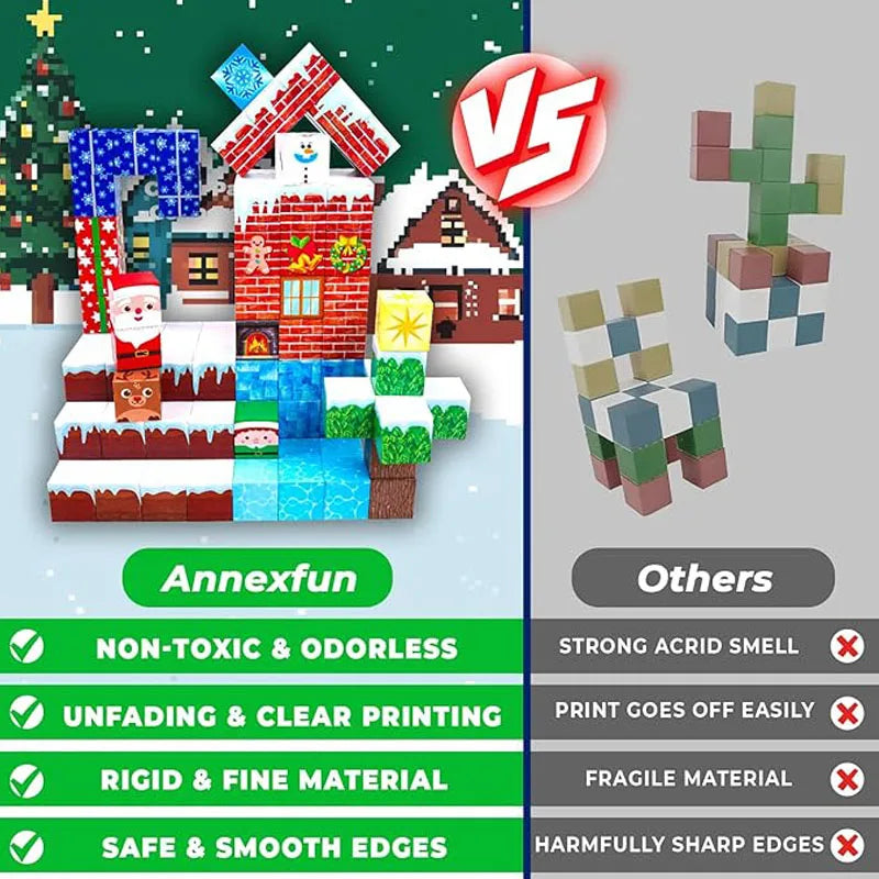 New Popular Christmas Magnetic Blocks suit, DIY Building Toy, Montessori Magnetic Building Blocks Halloween Christmas Gift