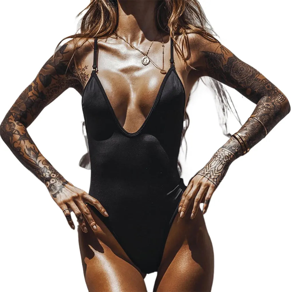 2024 New Sleeveless Bodysuit Rompers Fashionable And Comfortable Fashionable And Sexy Sexy Deep V Swimsuit