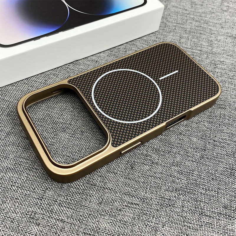 Carbon Fiber Texture MagSafe Phone Case For iPhone 17 Pro 16 pro max 15 Pro 14 13 12 Senior Frosted Wireless Charging Back Cover