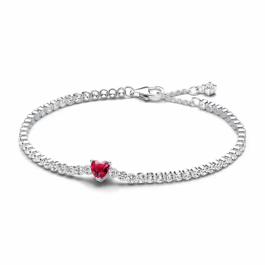 Exquisite 925 Sterling Silver New Shiny Heart-shaped Stars All Zircon Tennis Bracelet Luxurious Charm Bracelet Holiday Gifts