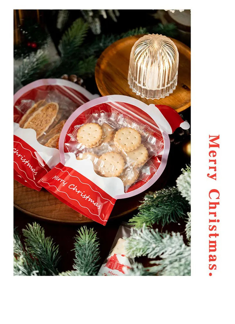 LBSISI Life 25pcs Ball Shape Christmas Gift Bag For Candy Chocolate Cookie Nougat Biscuit Packing Gift Tree Santa Zipper Bags