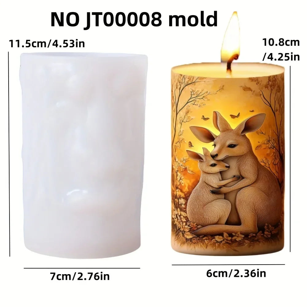 DIY elk relief cylindrical candle silicone mold sika deer flower relief resin mould Forest sika deer gypsum molds Christmas gift