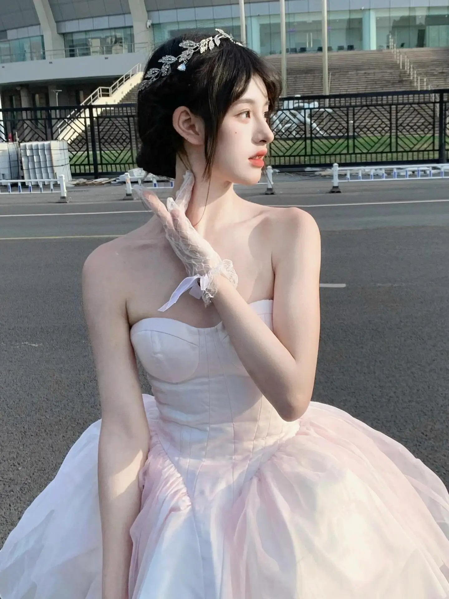 French Style Flower Wedding Dress Lolita Sweet Girl Women Fairy Tube Top Sling Dress with Long Cardigan Birthday Princess Dress