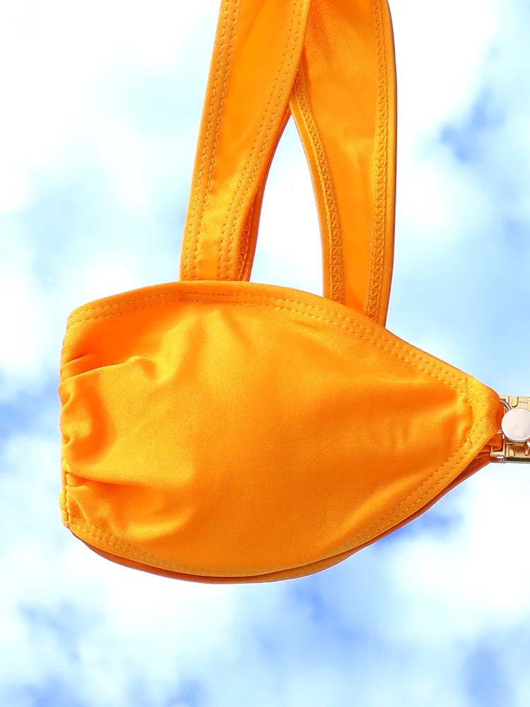 Miyouj Solid Color Bikinis Bandage Swimwear Women's Bathwear Sexy Bikini Set High Cut Bathsuit Thong Biquini Sexy Two Piece Suit