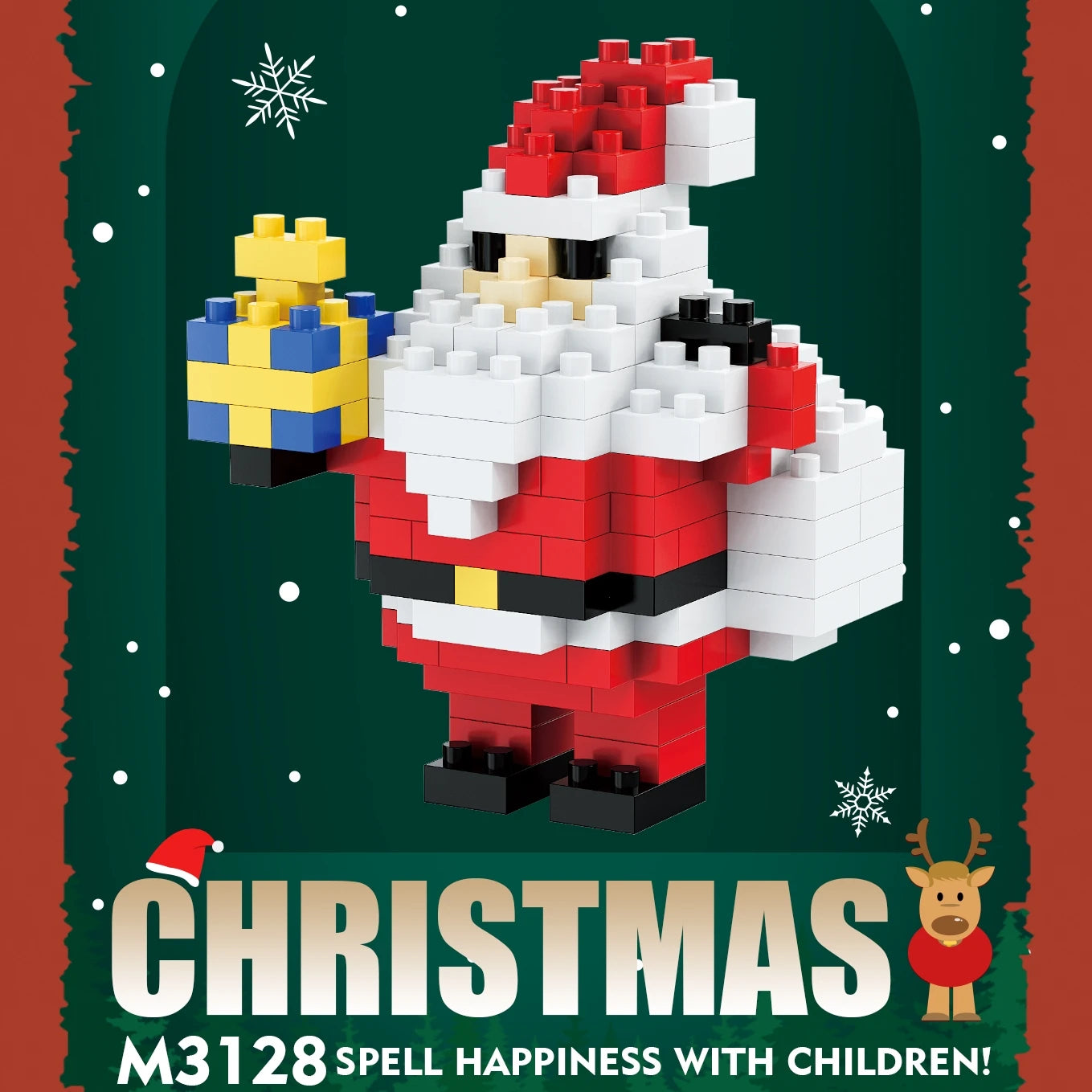 Children Mini Christmas Gift Micro Building Blocks Creative 3D Santa Claus Snowman Tree Decor Holiday Toy Set For Kids