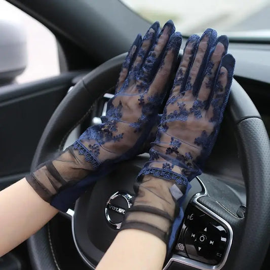 Lace Short Breathable Sun Protection Non-Slip Drive Women Thin New Gloves High Quality Ruffles Elegant Etiquette Soft