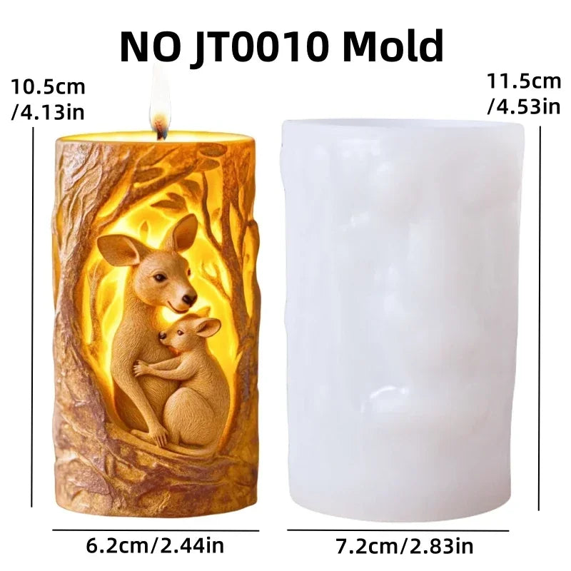 DIY elk relief cylindrical candle silicone mold sika deer flower relief resin mould Forest sika deer gypsum molds Christmas gift
