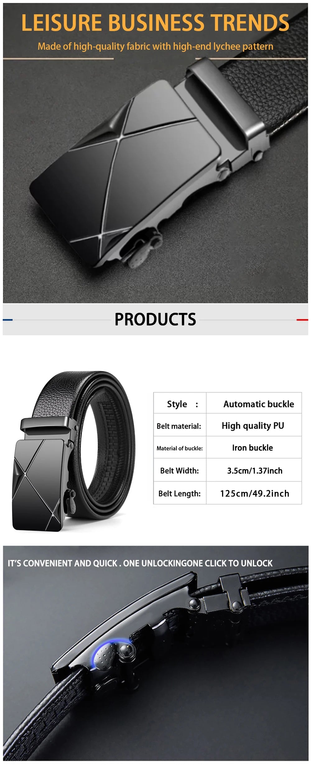Fashion Business Men's Belt Genuine Luxury Brand Belt Metal Buckle Belt High-Quality PU Leather Soft Belt With Cargo Pants Jeans