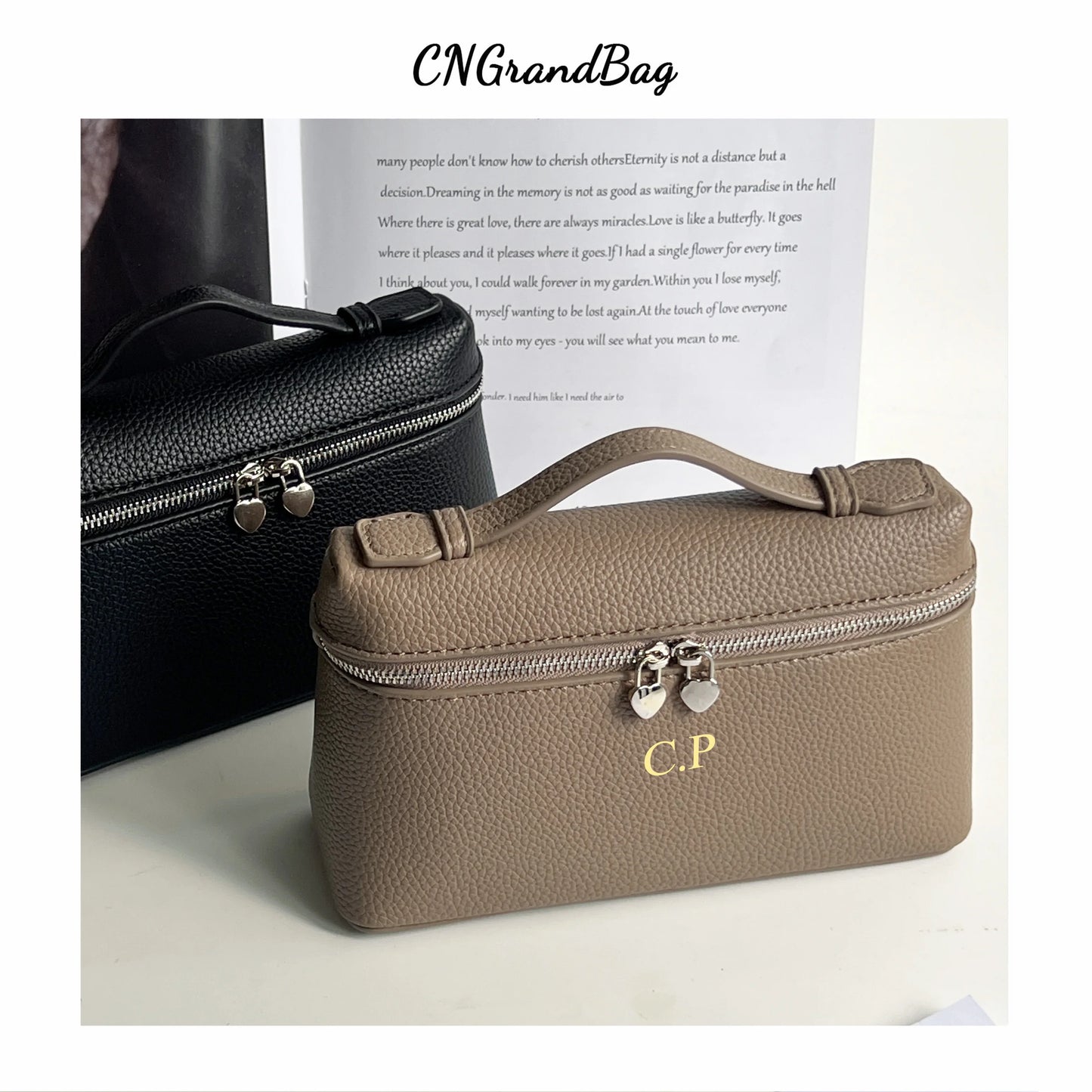 Customizable Name Lunch Box Bag Fashionable Women's Bag Ostrich Pattern Handbag Clutch Bag Women Make Up Pouch With Handle