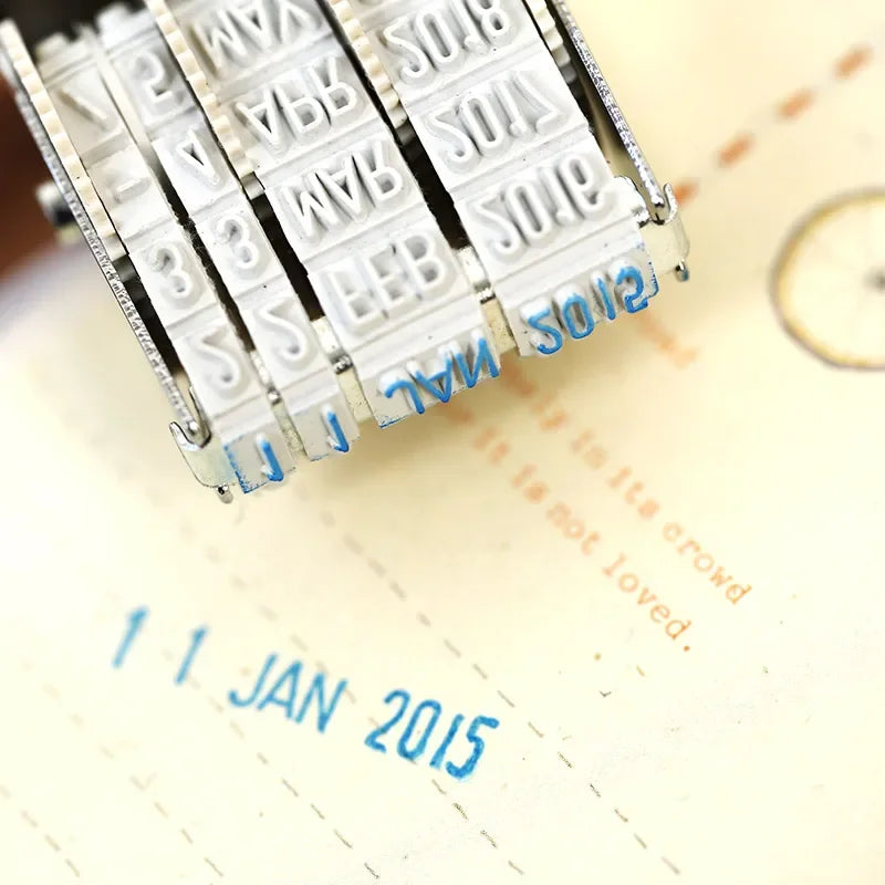 Fromthenon Cute Date Stamp Planner Stamps Bussiness Rubber Stamp with Adjustable Date Diary School Supplies Office Stationery