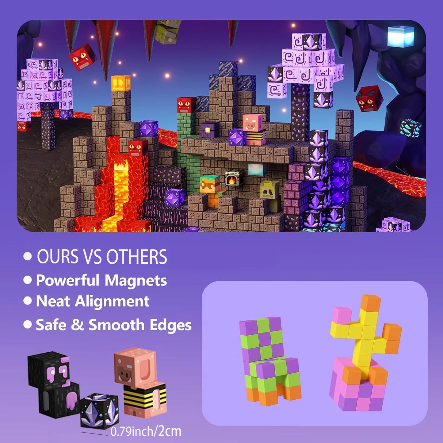 100PCS Magnetic Blocks Building Toys Cave World Magnet Construction Set STEM Educational Sensory Christmas Gift For Kids