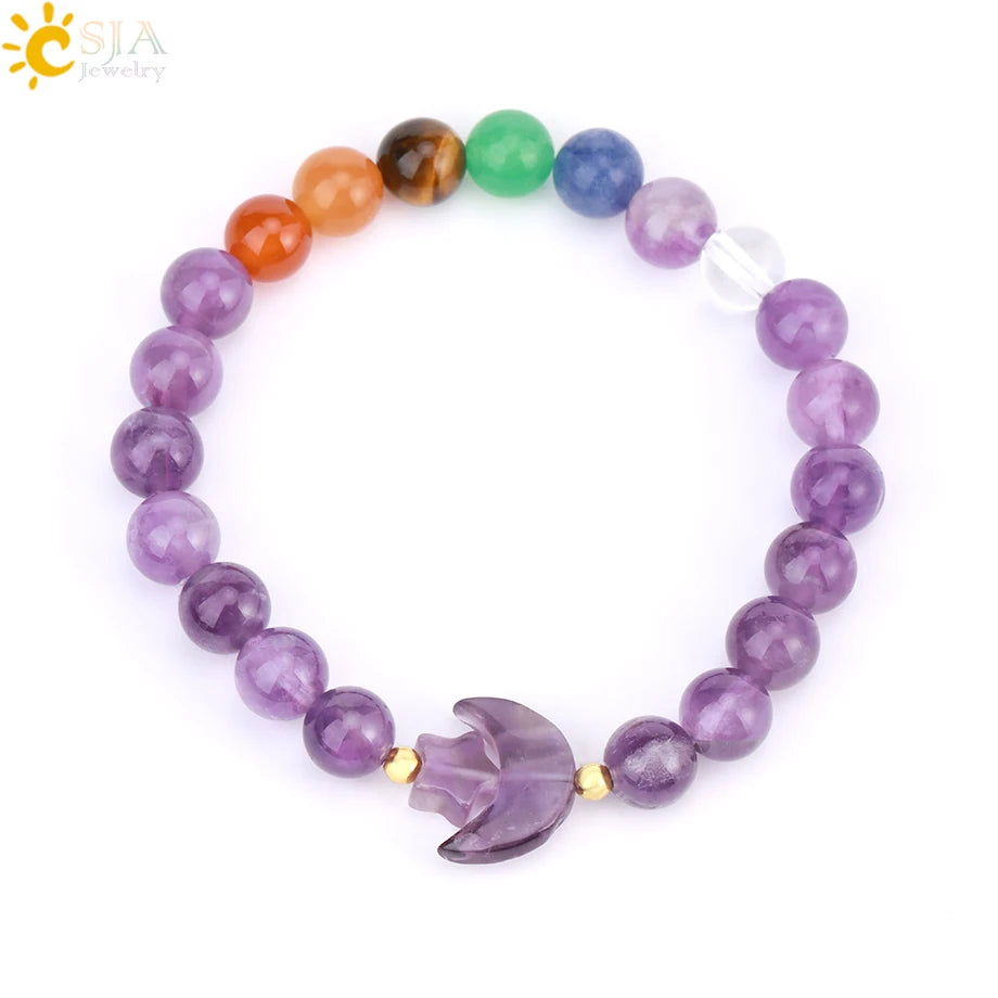 Natrual Stone Bracelet for Women Energy Star Moon Crystal Charm Tiger Eye Pink Quartz Bangle Bead Bracelets Relationship T019