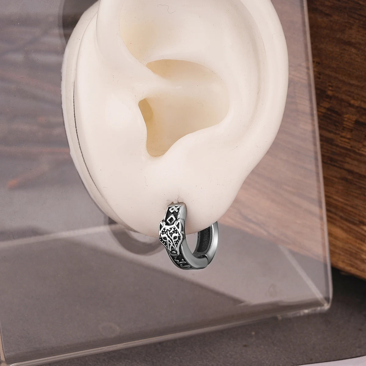Stainelss Steel Viking Wolf Head Hoop Earrings Men Women Punk Hip Hop Earring Jewelry Party Wedding Gift for Boys