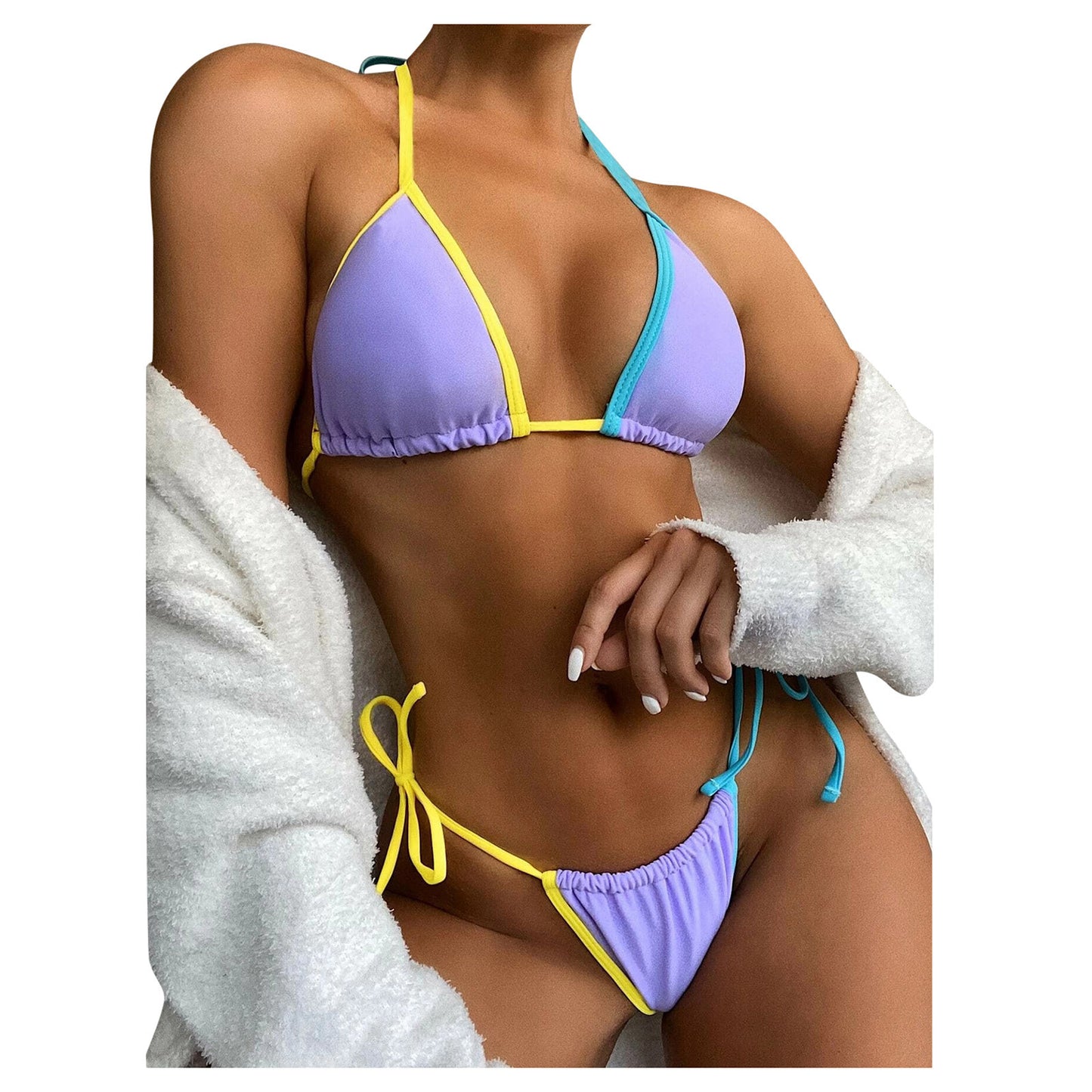 Brazilian Swimsuit Push-Up Bra Swimwear Side Bandage Bikini Women Swimwears Tankinis Set Front Ruched G String Thong Swimsuit