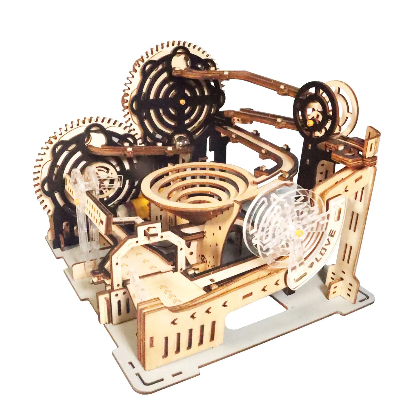 Electric 3D Wooden Puzzles Marble Run Model Kits  Brain Teaser Puzzle DIY handmade Christmas gift(Without battery)