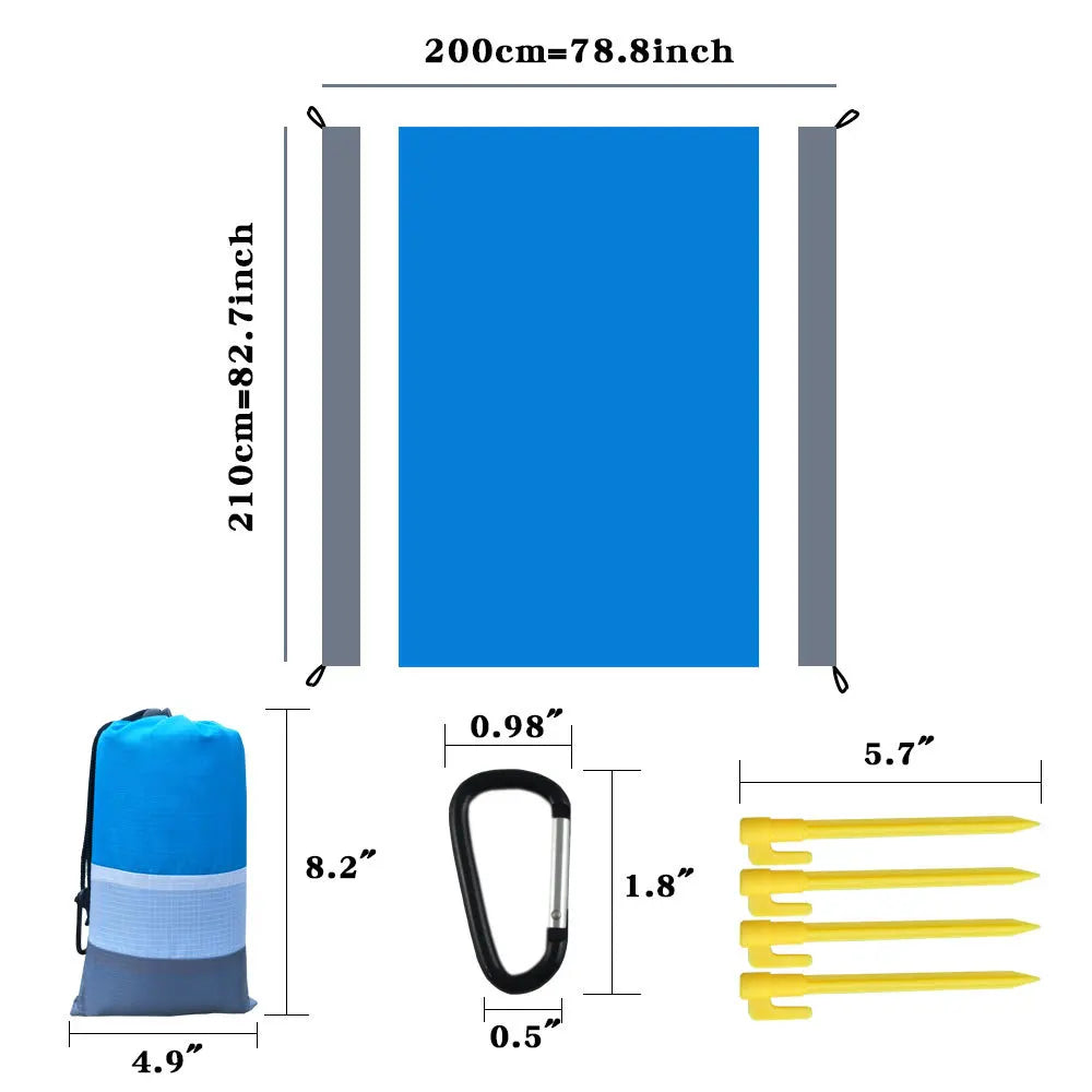 Oversized Sandproof Beach Picnic Mat Waterproof Pocket Beach Blanket Outdoor Tent Sunscreen Foldable Lightweigh Beach Towels