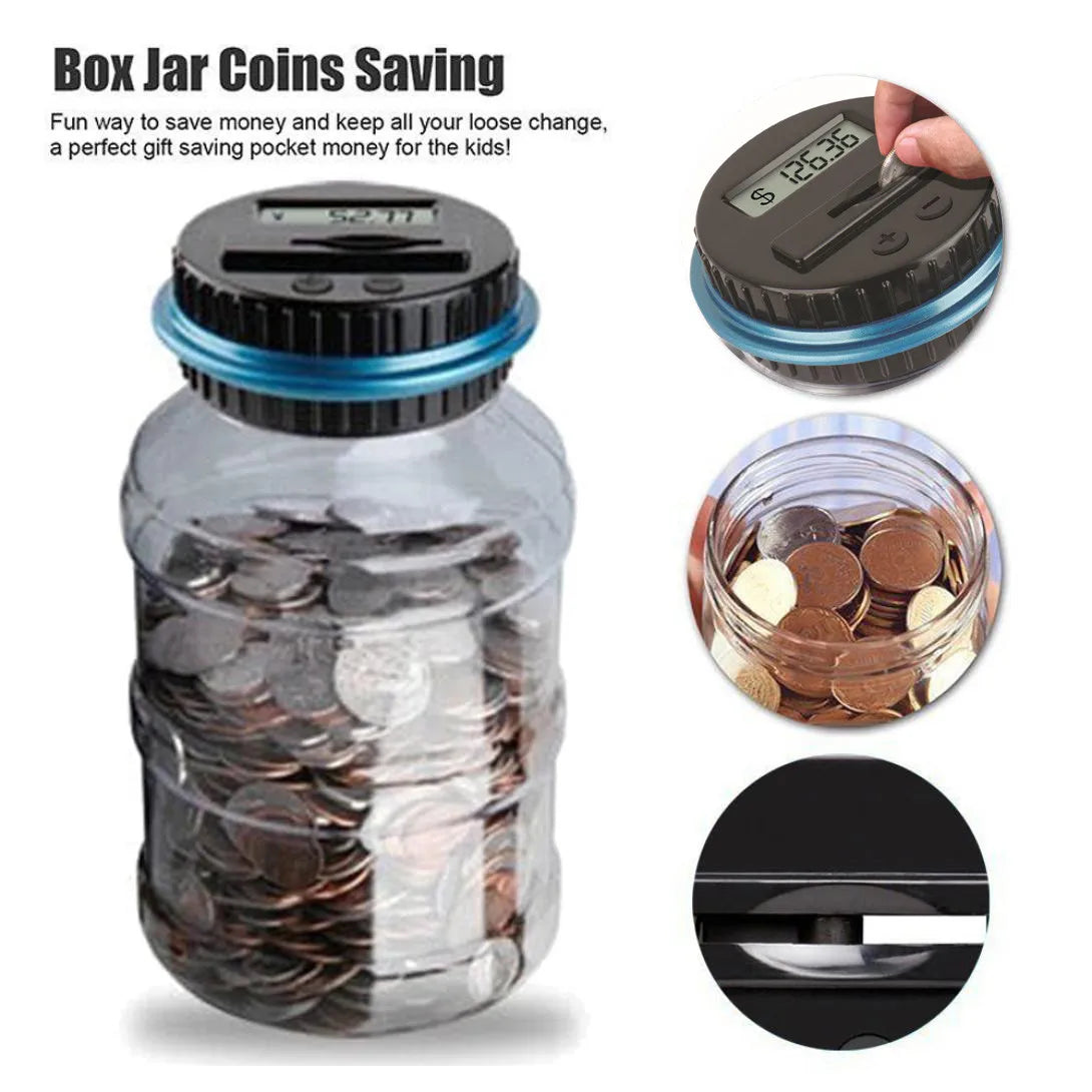 Clear Coin Saver, Battery Operated Money Bank, Large Bucket Savings Box for Teenagers and Adults, Christmas Gift