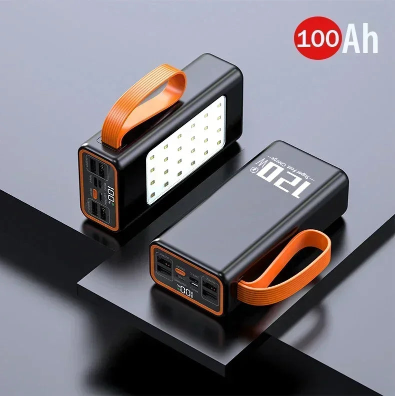 200000mAh Two-way Fast Charging 120W Portable Charger Power Bank Fast Charging External Tito C for xiaomi iPhone W/LED Light