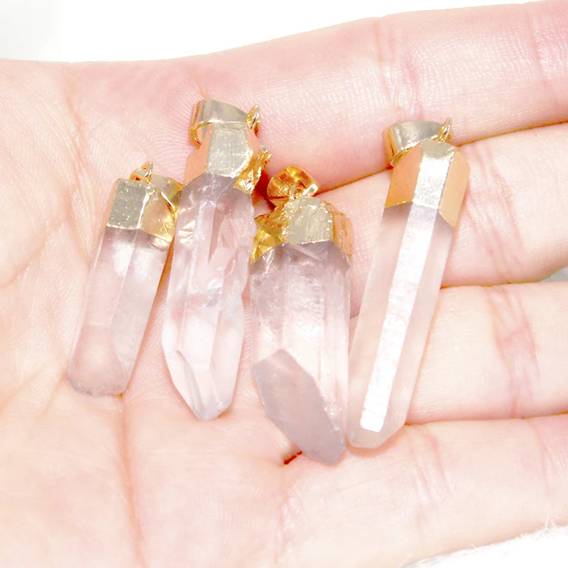 Irregular Natural Clear Quartz Healing Crystal Point Pendant Necklace Mother's Day Gift