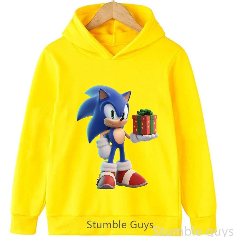 Anime Sonic Kids Hoodie Trucksuit Autumn Boys Girls Cartoon Clothes Christmas Gift Comfortable Warm Sweatshirt