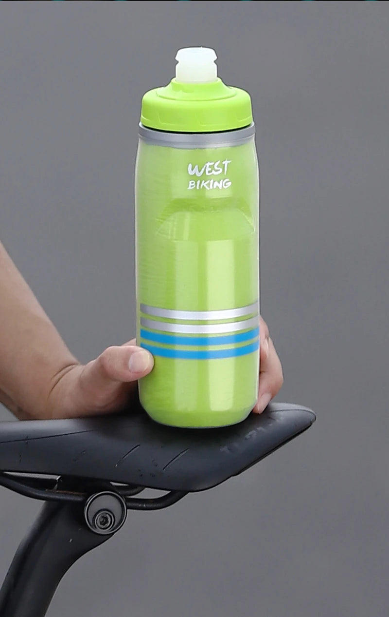WEST BIKING 620ML Bicycle Bottle MTB Road Bike Water Bottle Outdoor Sports Plastic Drink Cycling Cold Insulation Water Bottle