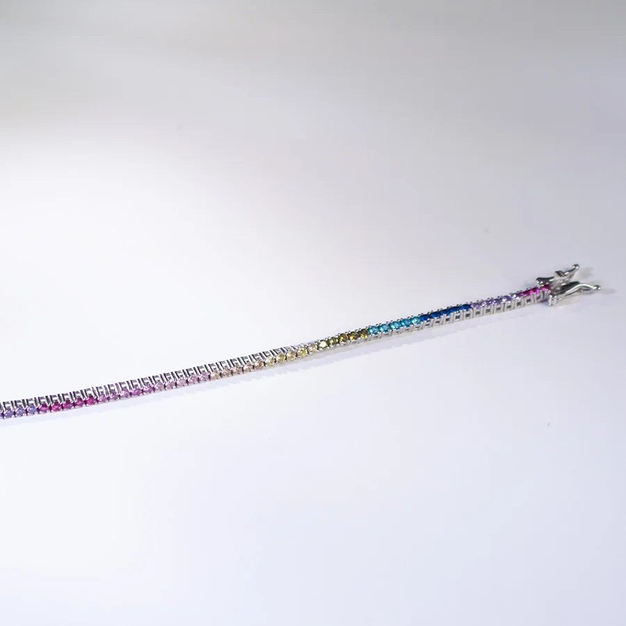 2mm Rainbow Tennis Bracelet Silver 925 Bracelet luxury Bracelets with Exquisite Box 2024 Woman