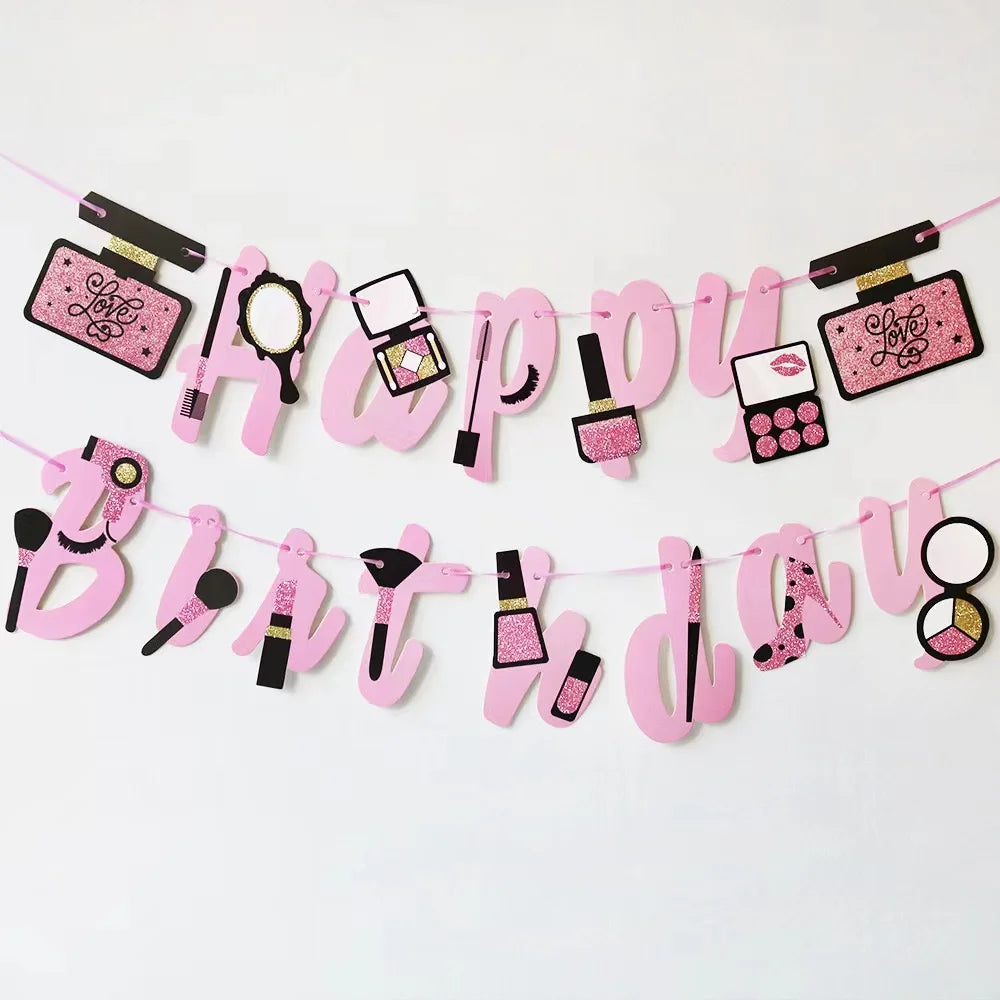 130*220cm Spa Make Up Theme Tablecloth Decoration Kids Girls Birthday Party Makeup Disposable Table Cover Baby Shower Supplies
