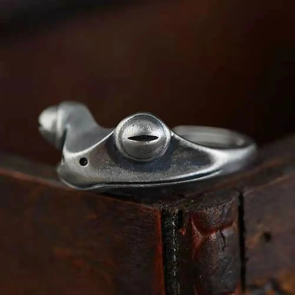 Retro Silver Plated Frog Animal Knuckle Rings for Women Charm Gothic Punk Frog Opening Finger Rings Fashion Jewelry Gift