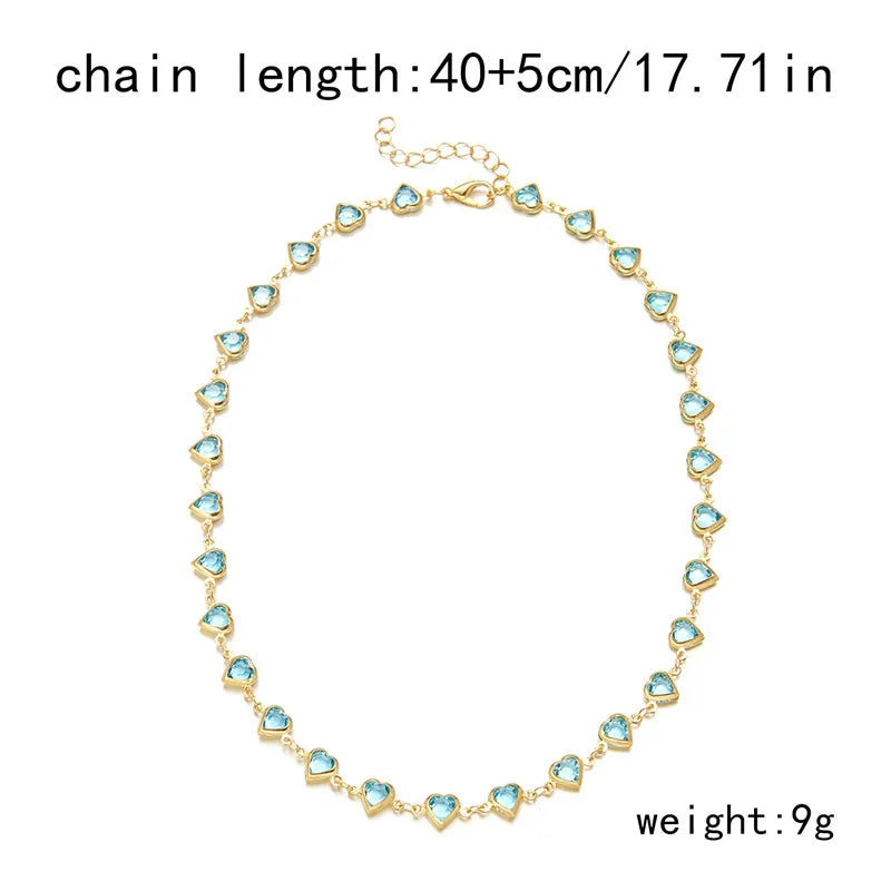 Exquisite Boho Candy Color Heart Shaped Crystal Bracelet for Women Fashion Charm Zircon Butterfly Pearl Metal Chain Bracelets