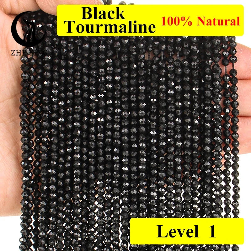 AAA Colorful Tourmaline Stone Beads Loose Spacer Faceted 3mm Beads for Jewelry Making DIY Bracelet Accessories 15''