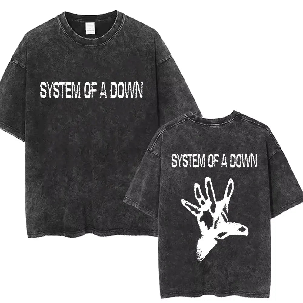 Washed Vintage System of A Down Toxicity Music Album Cover T-shirts Men Women Rock Oversized 90s Alternative Metal Merch T Shirt