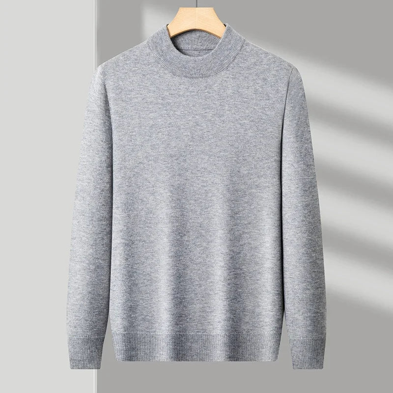 Half Turtleneck Knitwear Sweater New Autumn/Winter Mock Neck Sweatshirts Solid Color Pullovers Man Brand Casual Mens Clothing