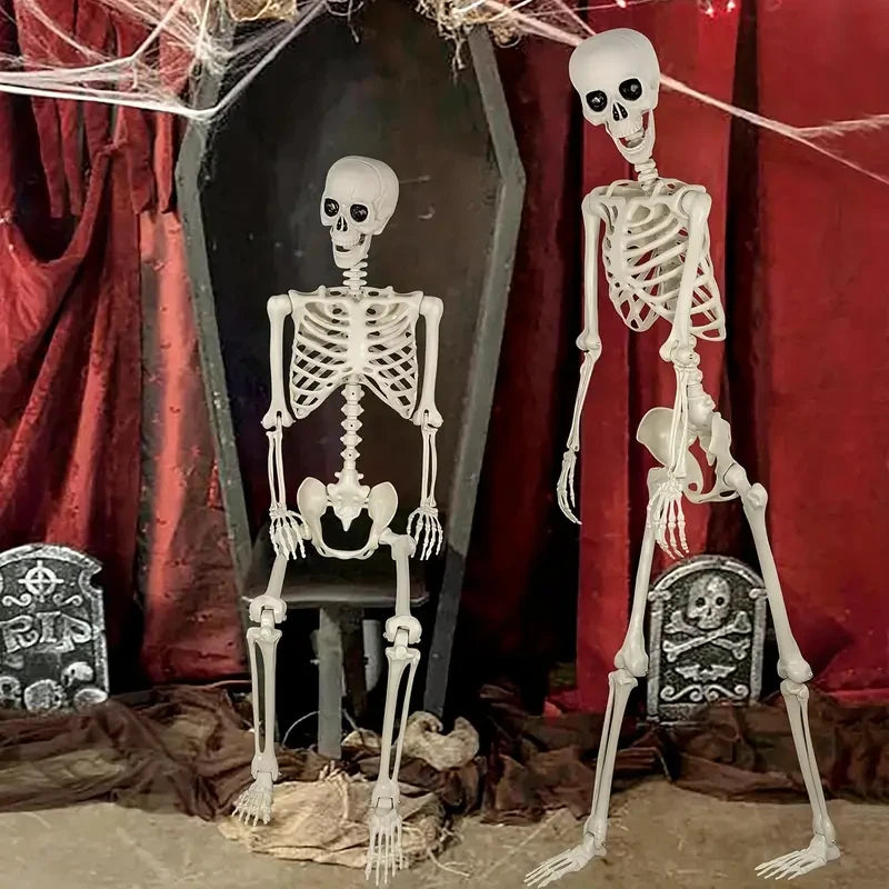 40cm/90cm Home Evil Party Decoration Horror Scary Movable Big Skull Halloween Movable Skeleton Halloween Ornament Toys