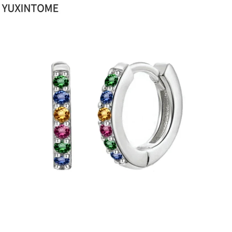 Colorful Crystal Earrings 925 Sterling Silver Ear Needle Stud Earrings for Women Cross Dangle Earrings Party Wedding Jewelry