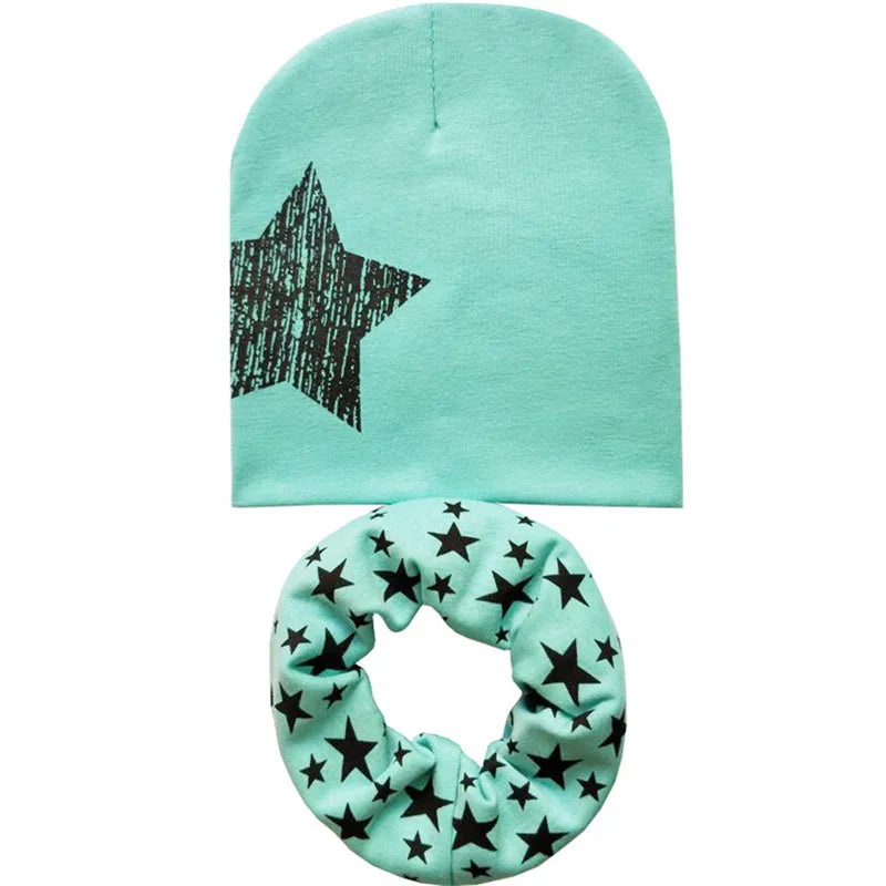 Star Print Cotton Baby Hat Autumn Winter Baby Girls Hat Boys Cap Toddlers Infant Cap Scarf Children Bonnet Hats