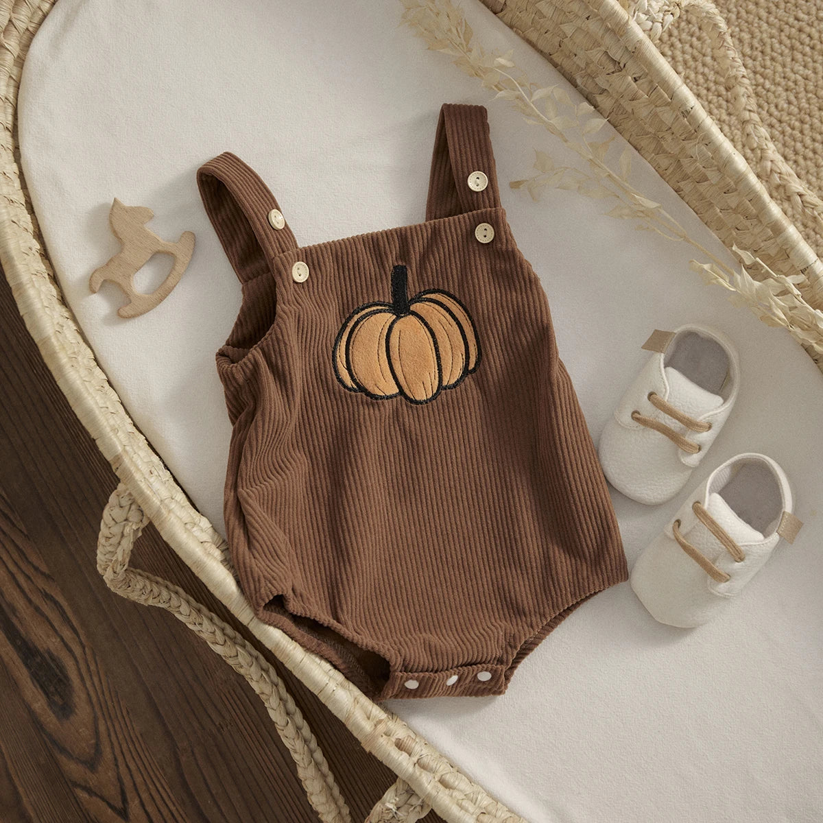 ma&baby 0-18M 1st Halloween Baby Costumes Newborn Infant Boy Girl Pumpkin Ghost Print Jumpsuit Corduroy Overalls