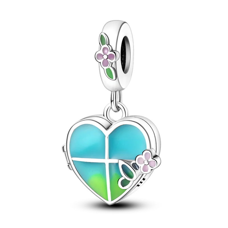 925 Sterling Silver Green Series Flower Tree Apple Pendant DIY Fine Beads Fit 4MM hole diamete Charms Bracelet Women Jewelry Diy