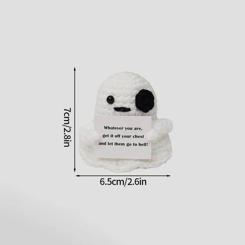 Kawaii Halloween Crochet Ghost Keychain Desktop Ornament Mini Handmade Knitted Keyring Accessories Bag Pendant Gifts Home Decor