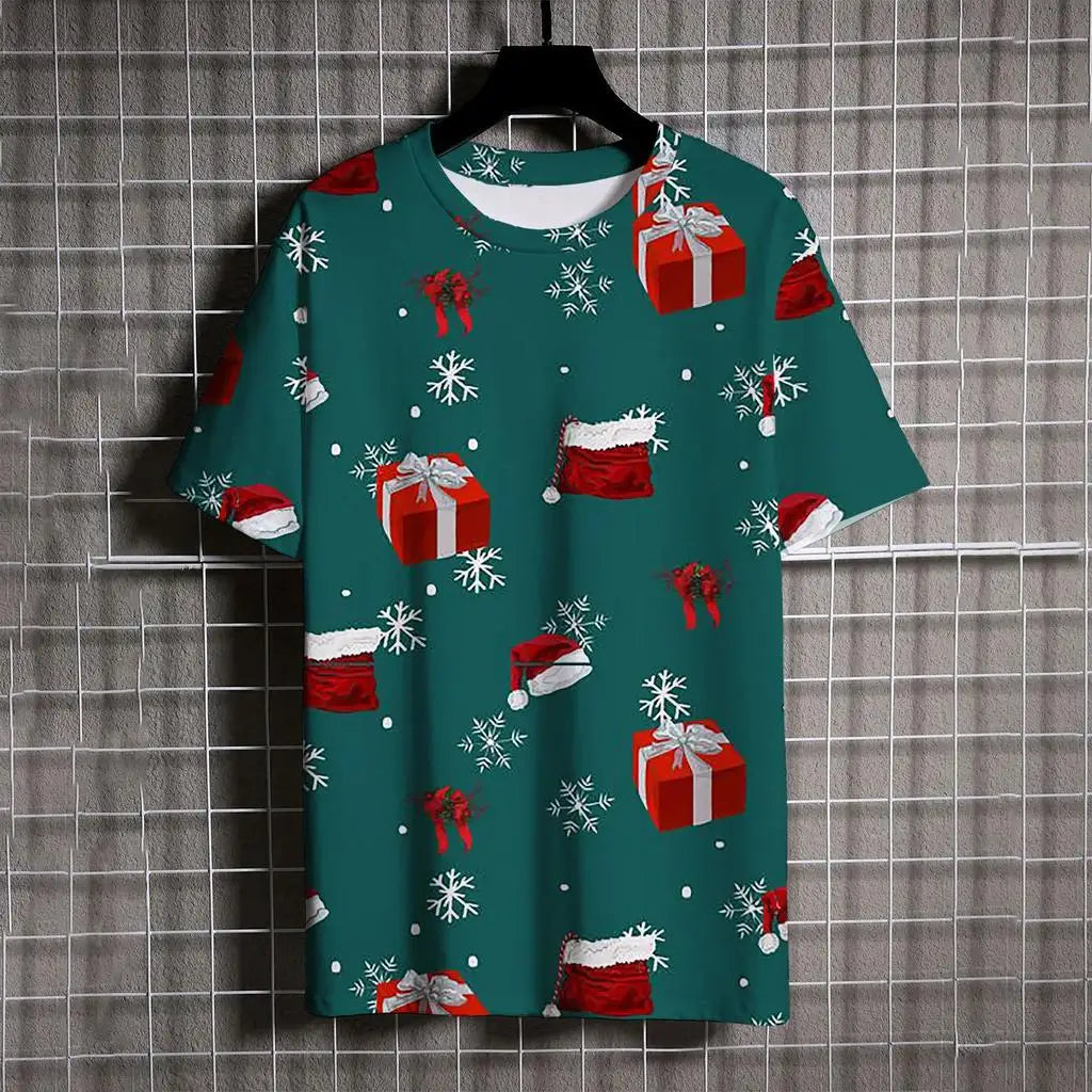Kids Clothes Cartoon Christmas Santa Claus T Shirt Casual Short Sleeve T Shirts for Boys Girls 2-10y Christmas Gift for Children