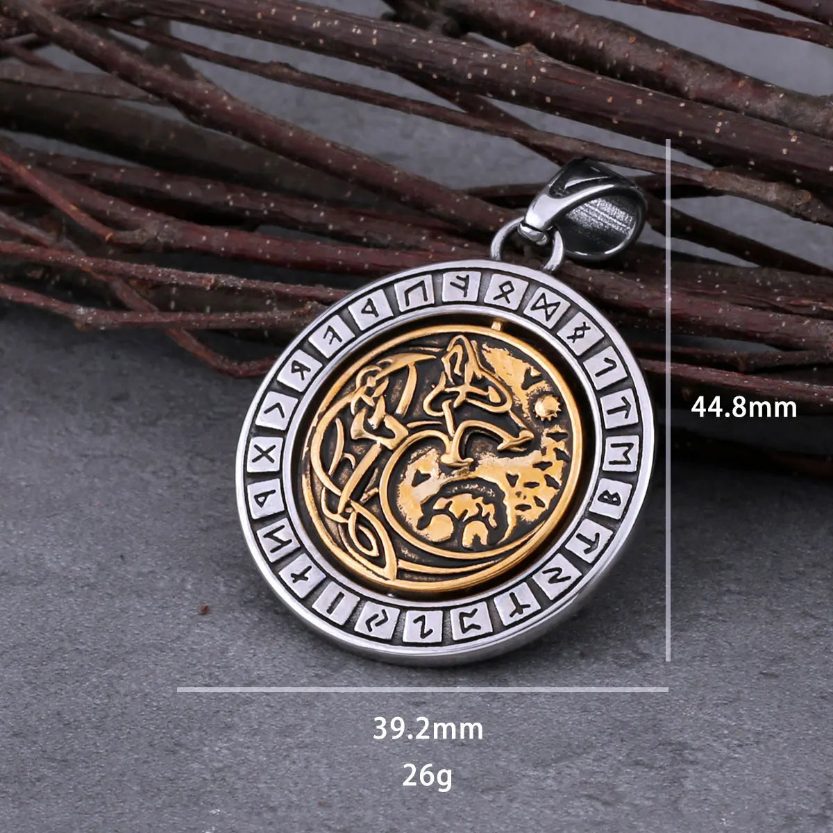 Rotate Vikings Wolf Necklace Stainless Steel Men's Tree of Life Odin Rune Amulet Pendant Necklace Vintage Charm Jewelry As Gift